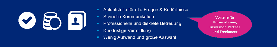 Keine Kosten für Bewerber. Beratung zu Bewerbungsunterlagen. Professionelle und diskrete Betreuung.