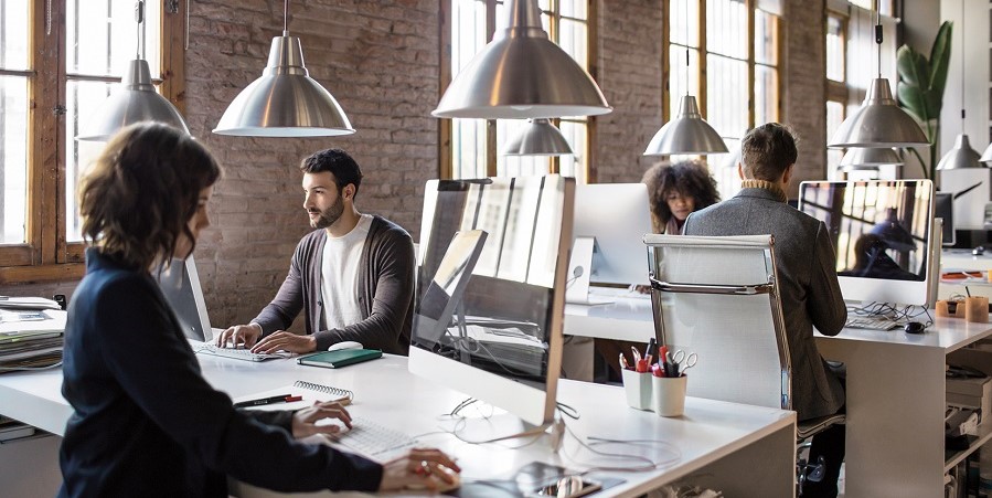 Young people working in a modern office